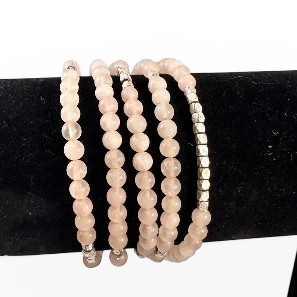 Unbranded Rose Quartz Beaded‎ Bracelet Womens OS Pink Excellent Boho